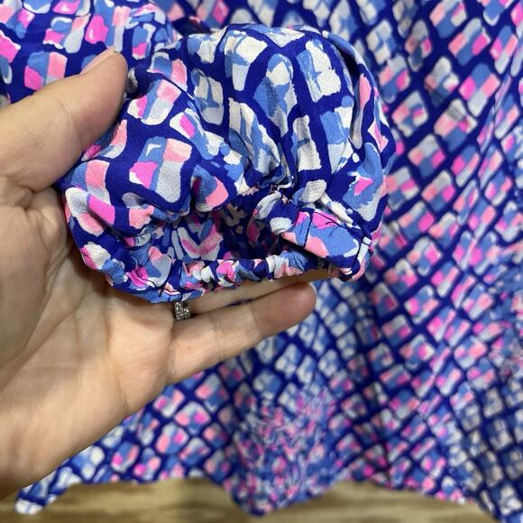 Lilly Pulitzer Elsa Silk Top in Pop Up Toe In Print Blue Pink Pineapple Sz XXS - Picture 6 of 12